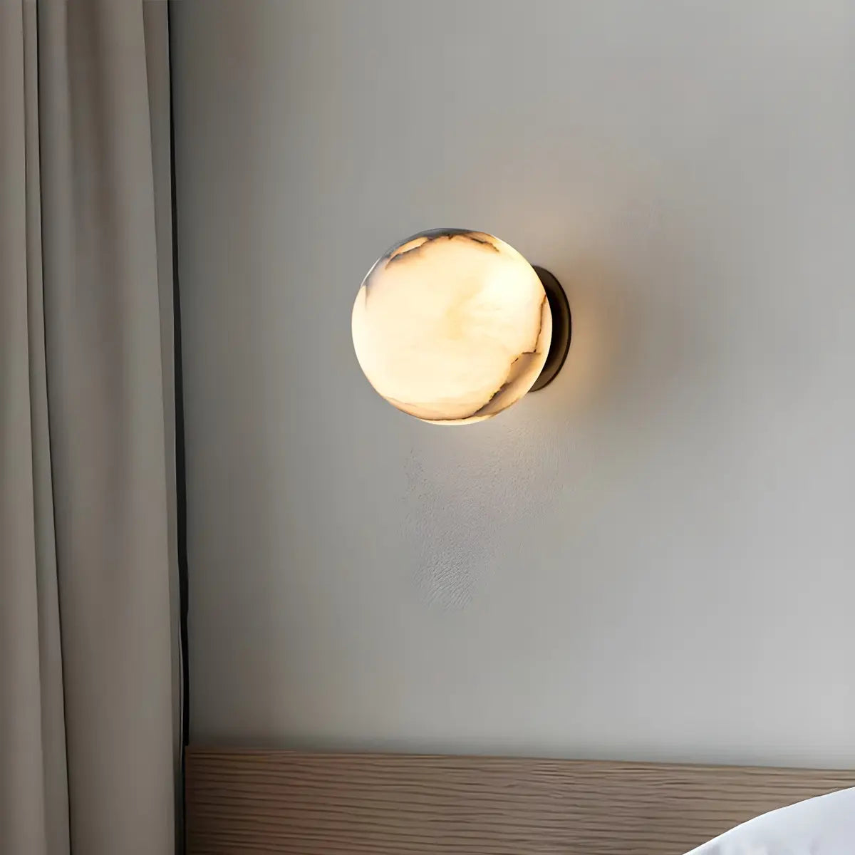 Contemporary Alabaster White Globe Bedroom Wall Sconce Image - 3