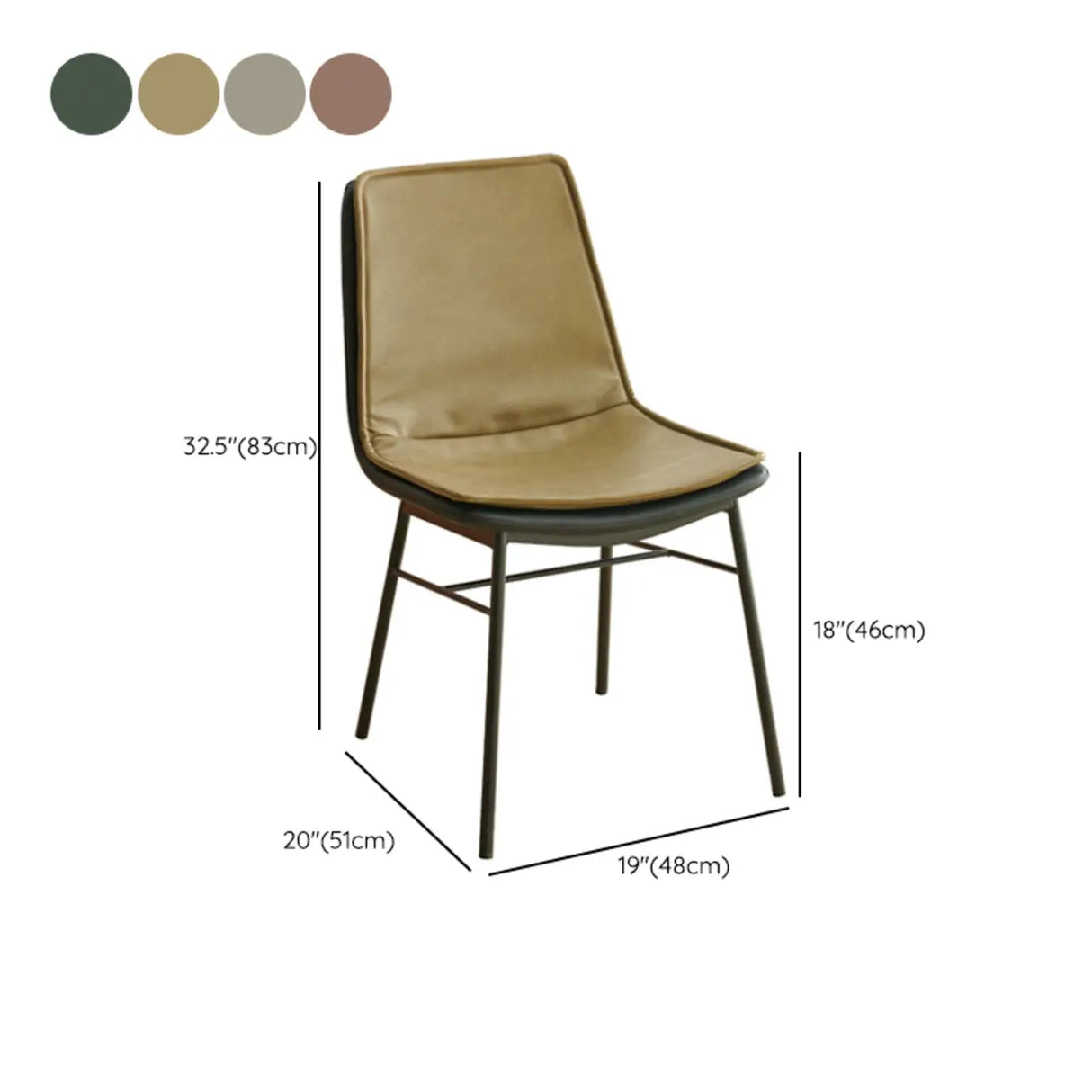 Contemporary Armless PU Leather Solid Back Dining Chairs