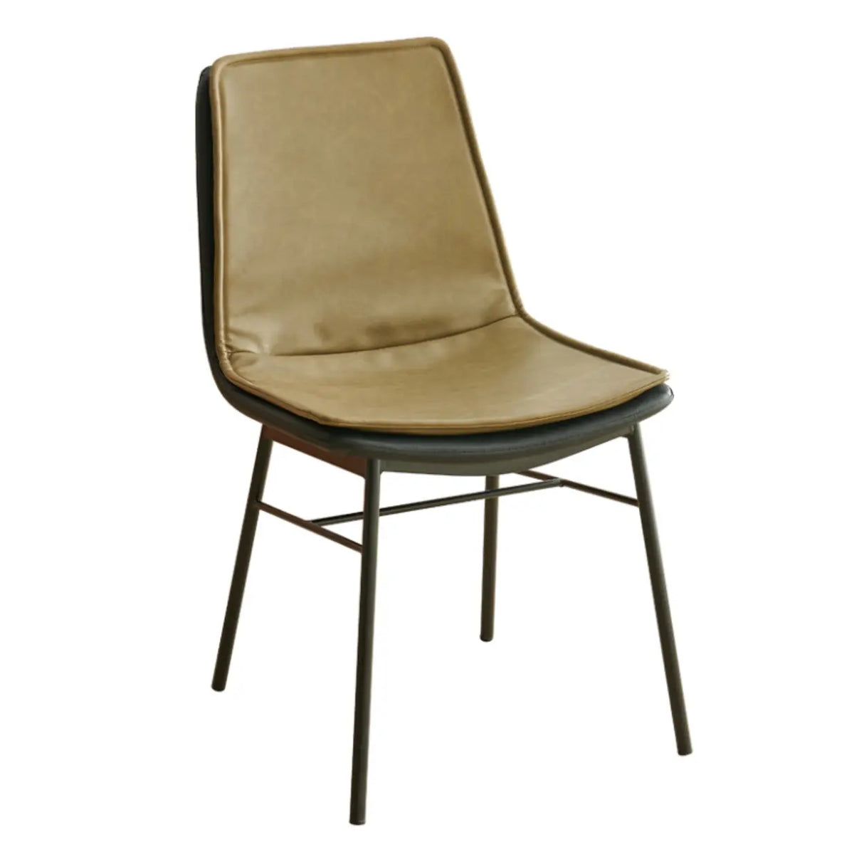 Contemporary Armless PU Leather Solid Back Dining Chairs Image - 9