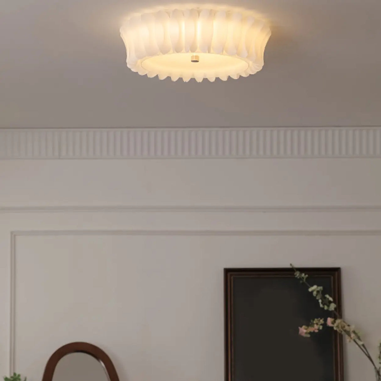 Contemporary Bedroom Medium Drum Flush Mount Light Image - 1