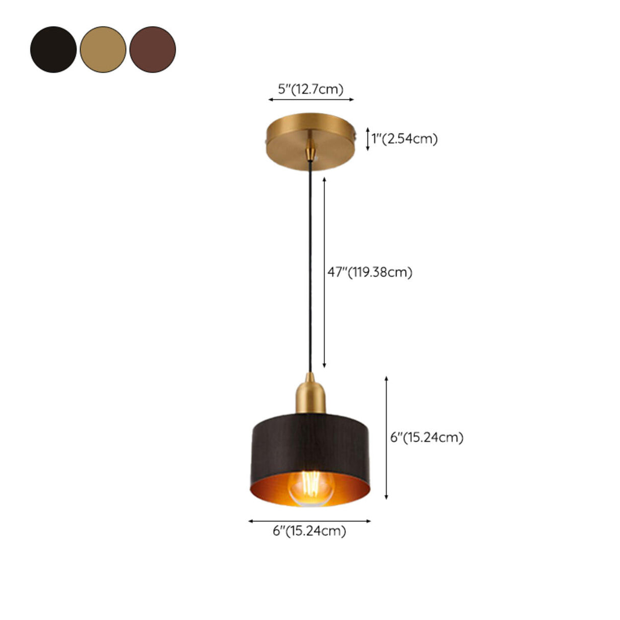 Contemporary Bedroom Solid Wood Drum Pendant Light