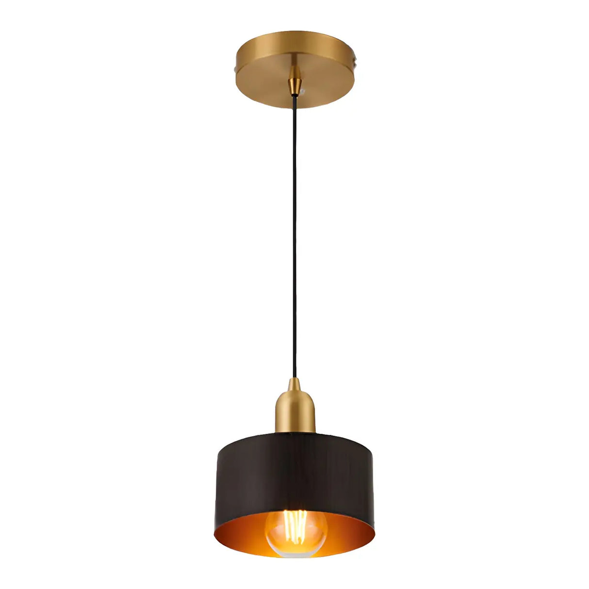 Contemporary Bedroom Solid Wood Drum Pendant Light Image - 8