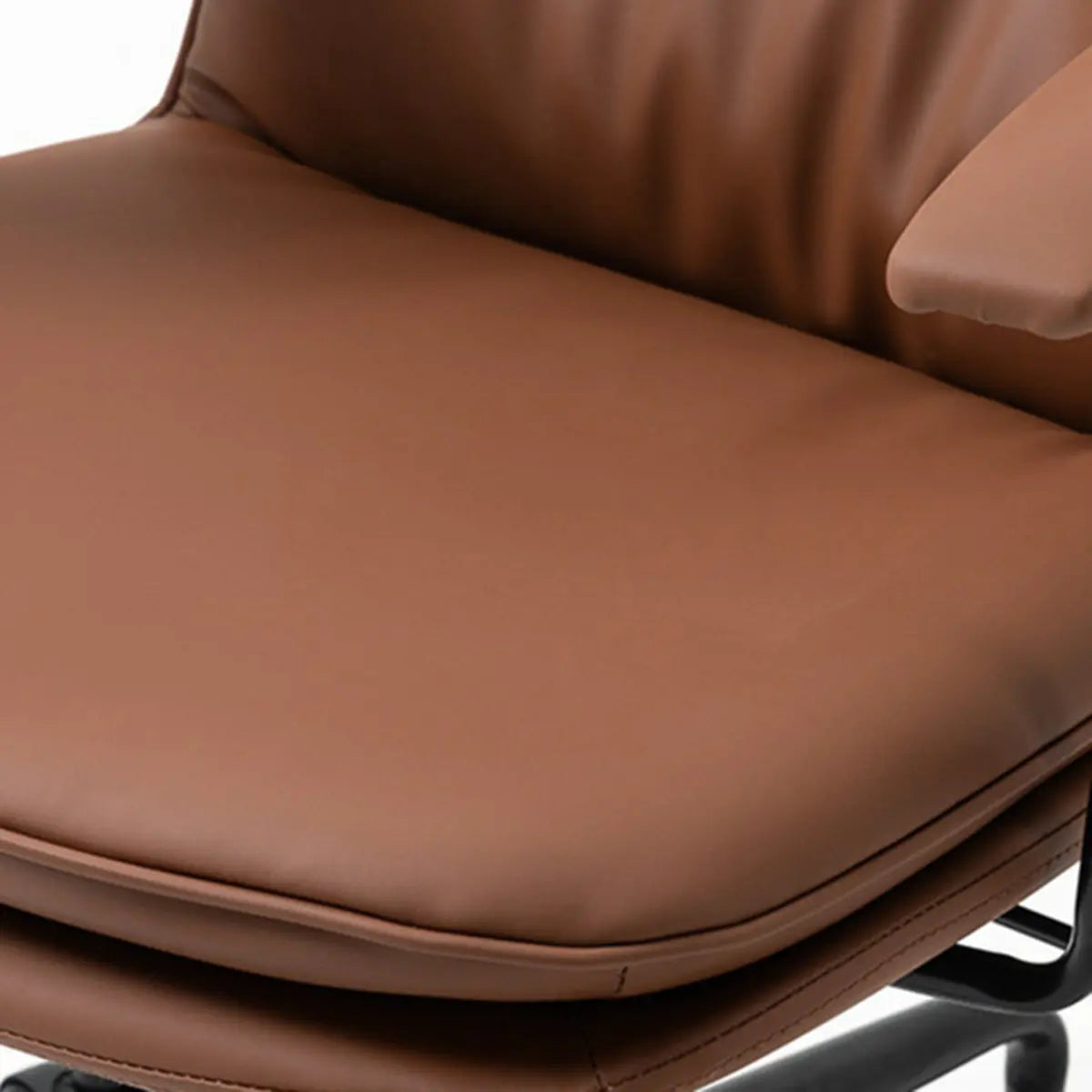 Contemporary Beige Leather Tufted Adjustable Office Chair Image - 12