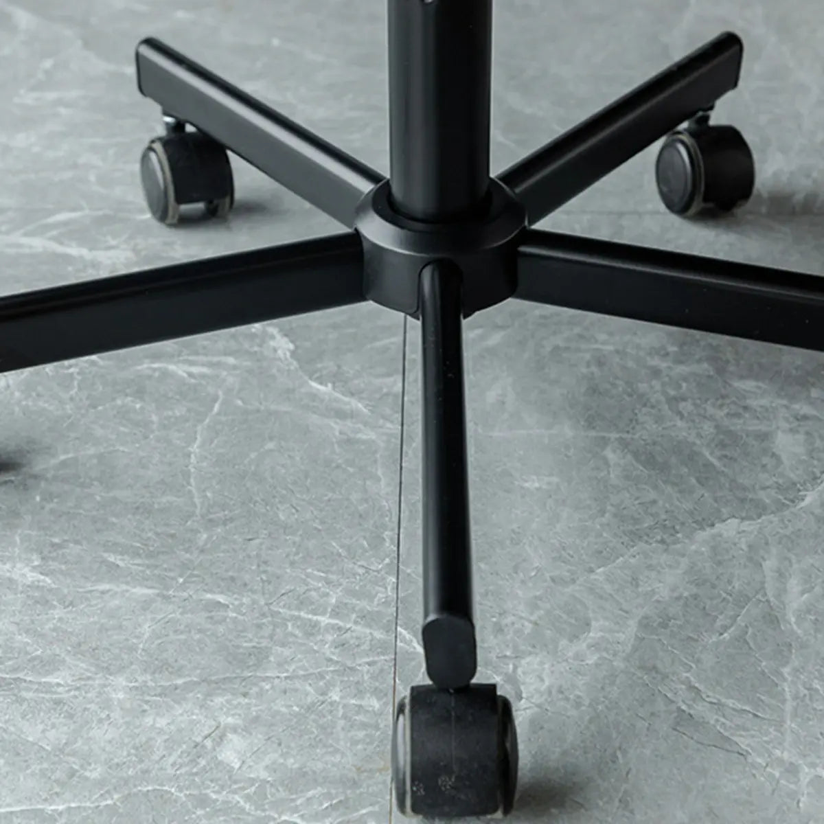 Contemporary Beige Leather Tufted Adjustable Office Chair Image - 14