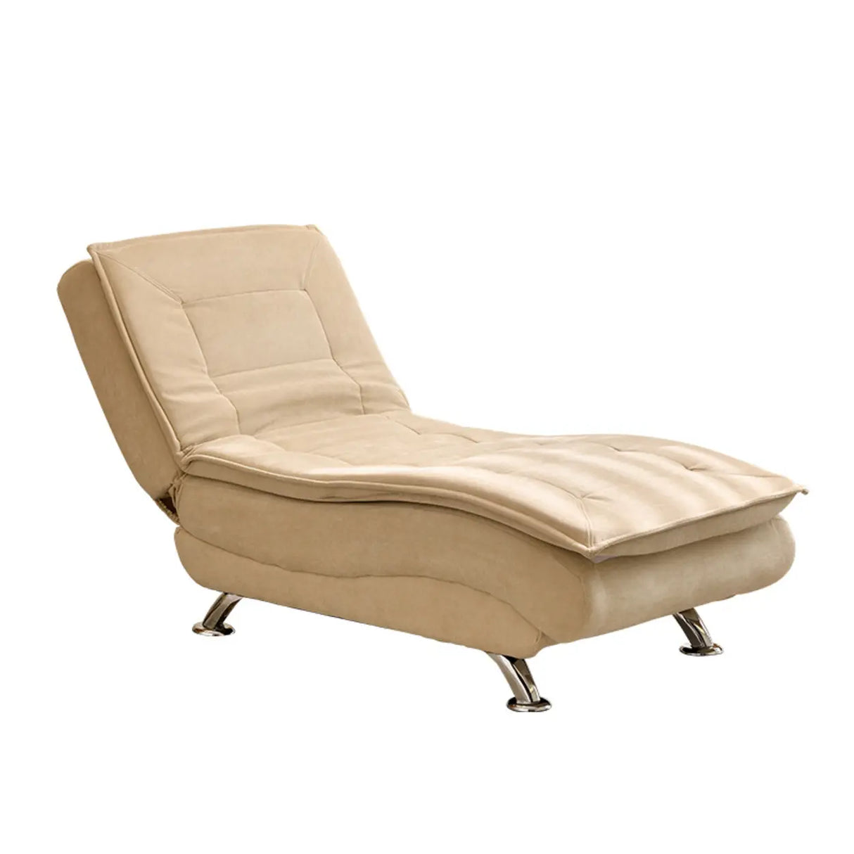 Contemporary Beige Small Reclining Armless Chaise Image - 1