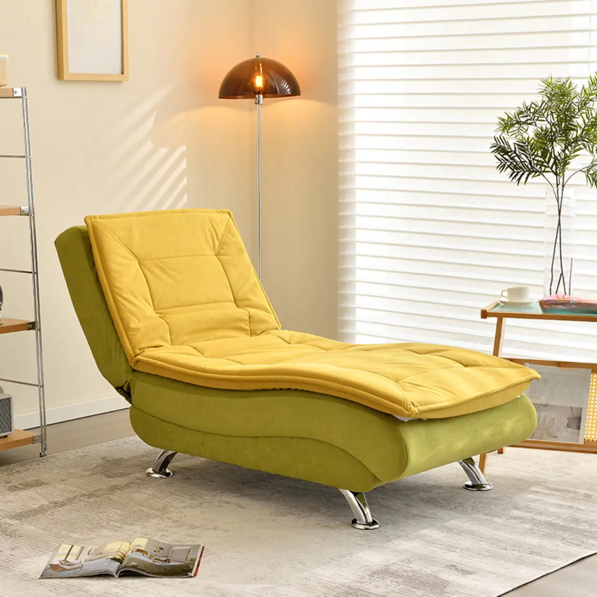 Contemporary Beige Small Reclining Armless Chaise Image - 16