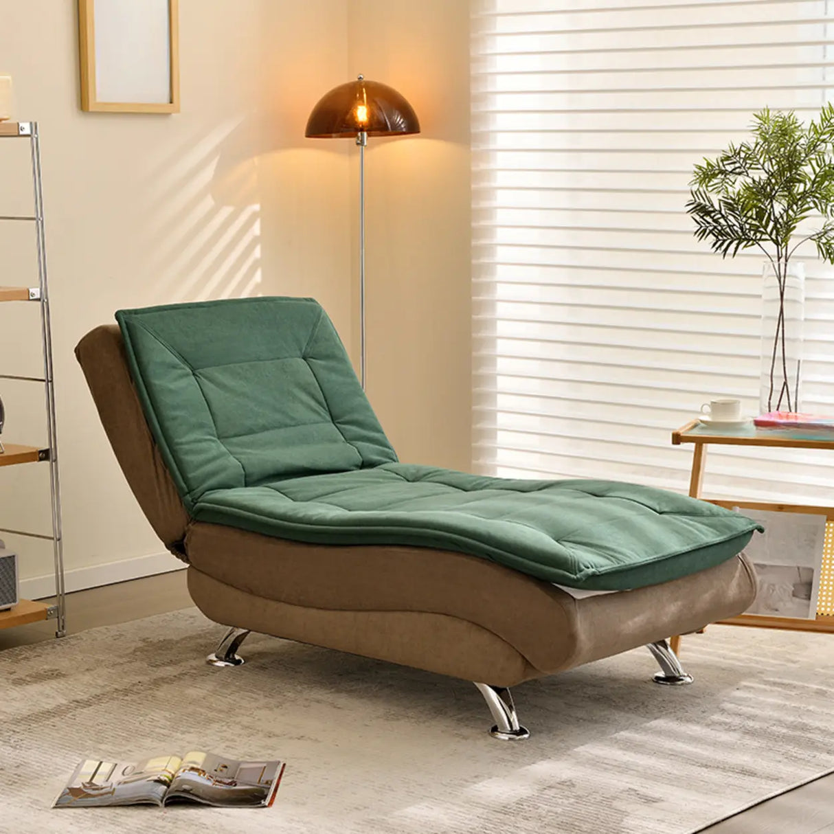 Contemporary Beige Small Reclining Armless Chaise Image - 17