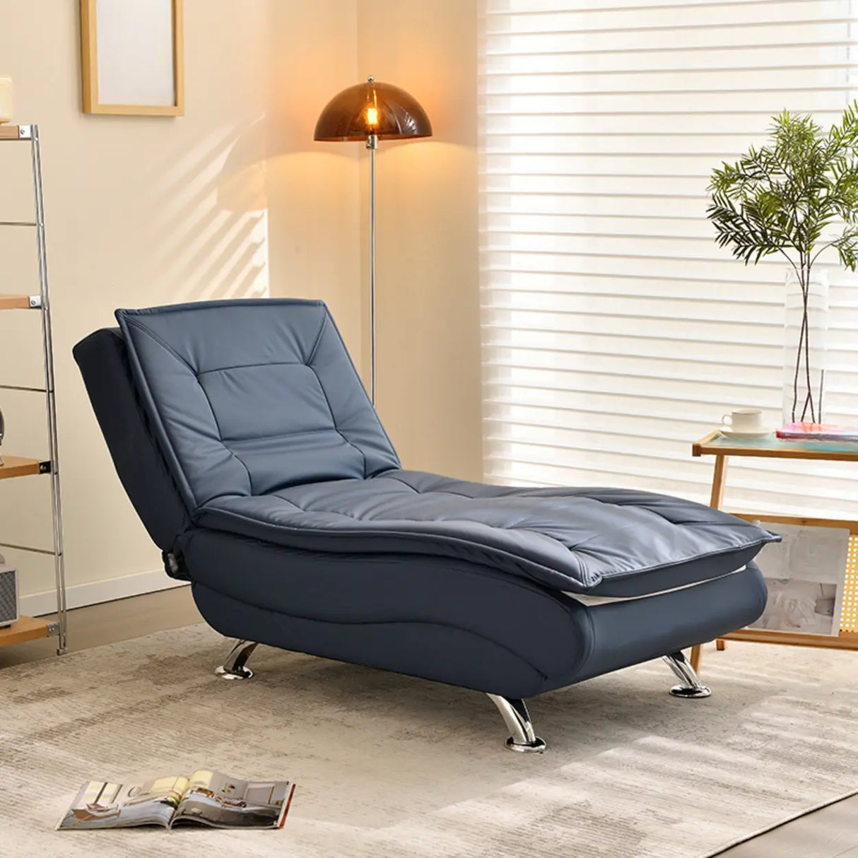 Contemporary Beige Small Reclining Armless Chaise Image - 22