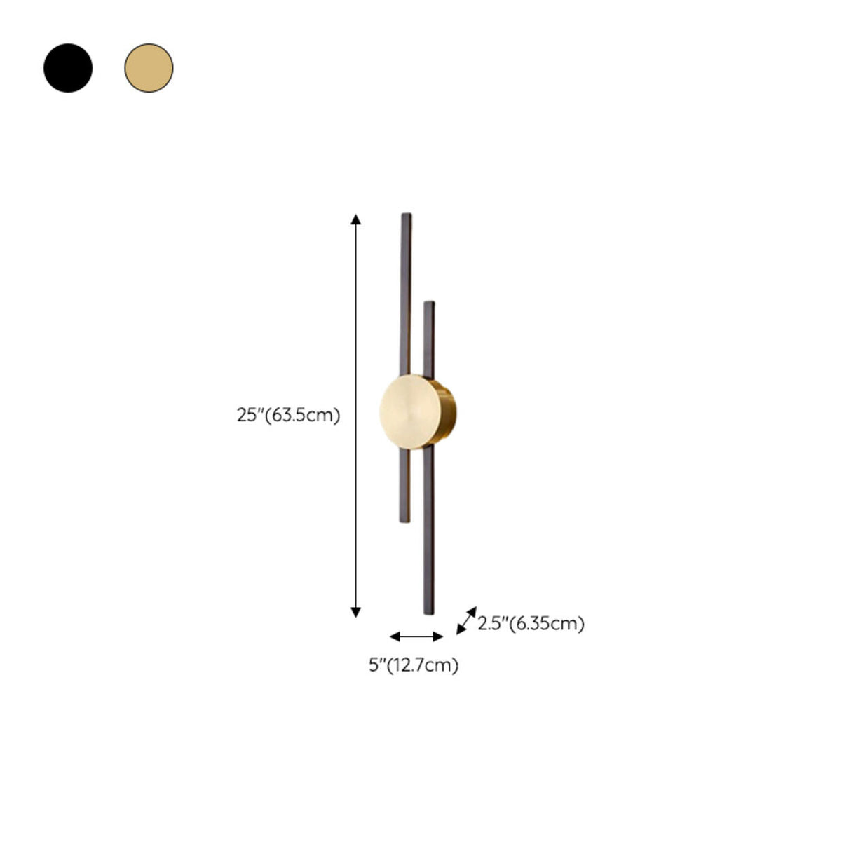 Contemporary Black and Gold Linear Metal Wall Sconce