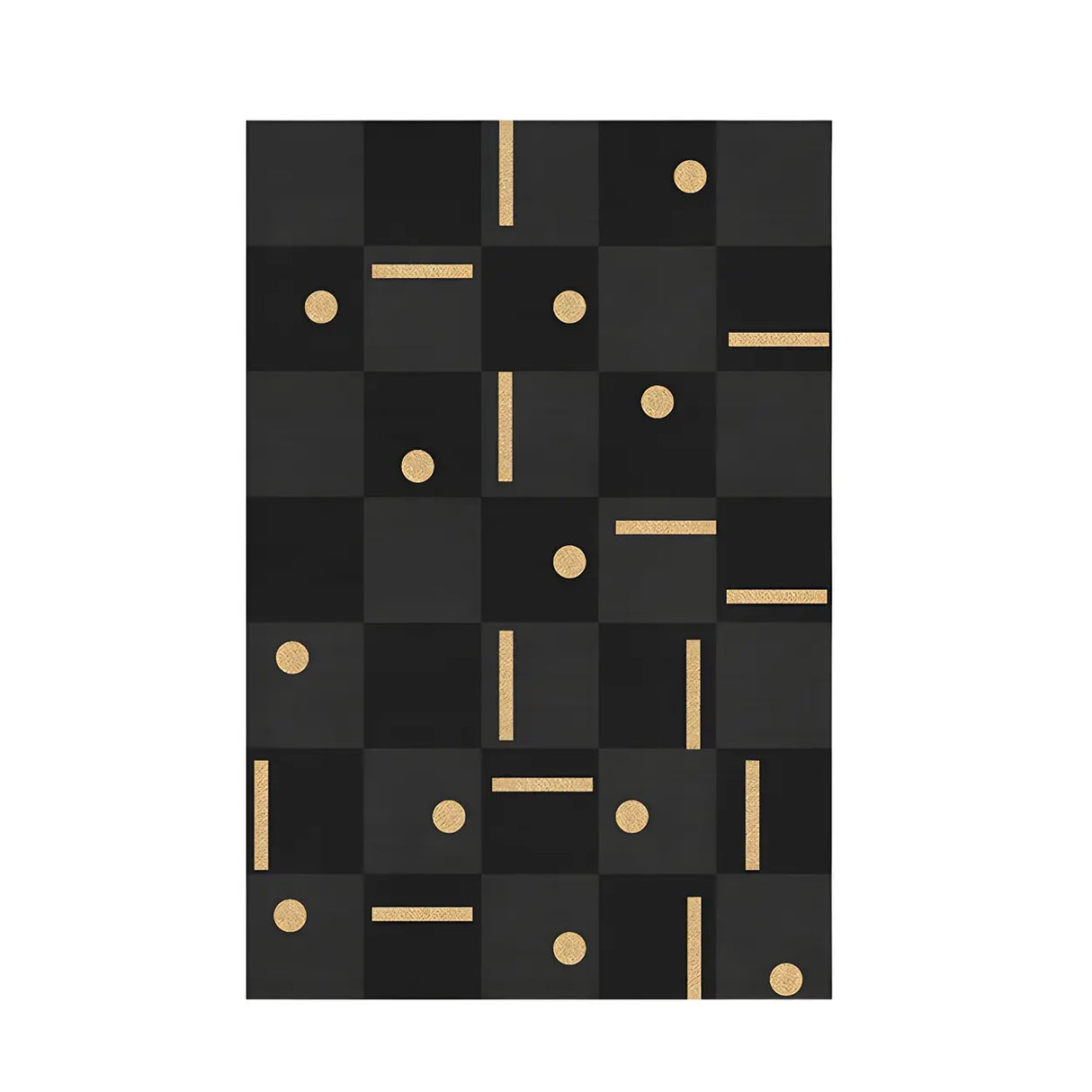 Contemporary Black Checkered Polyester Area Rug Image - 5