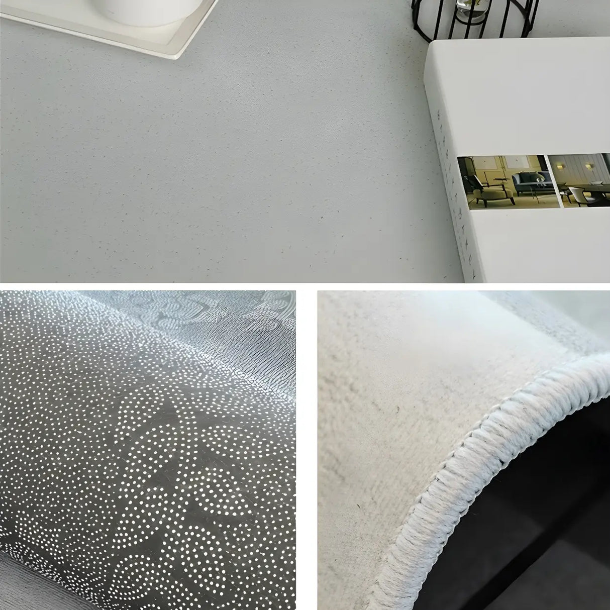 Contemporary Black Checkered Polyester Area Rug Image - 8