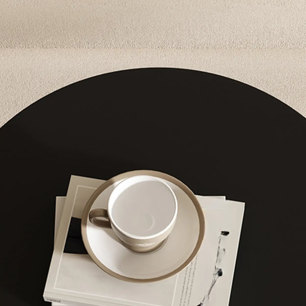 Contemporary Black Geometric Pedestal Metal Round Side Table Image - 10