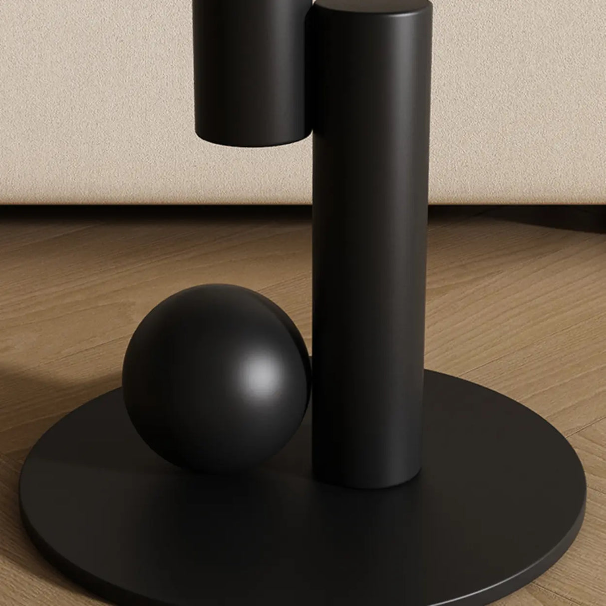 Contemporary Black Geometric Pedestal Metal Round Side Table Image - 11