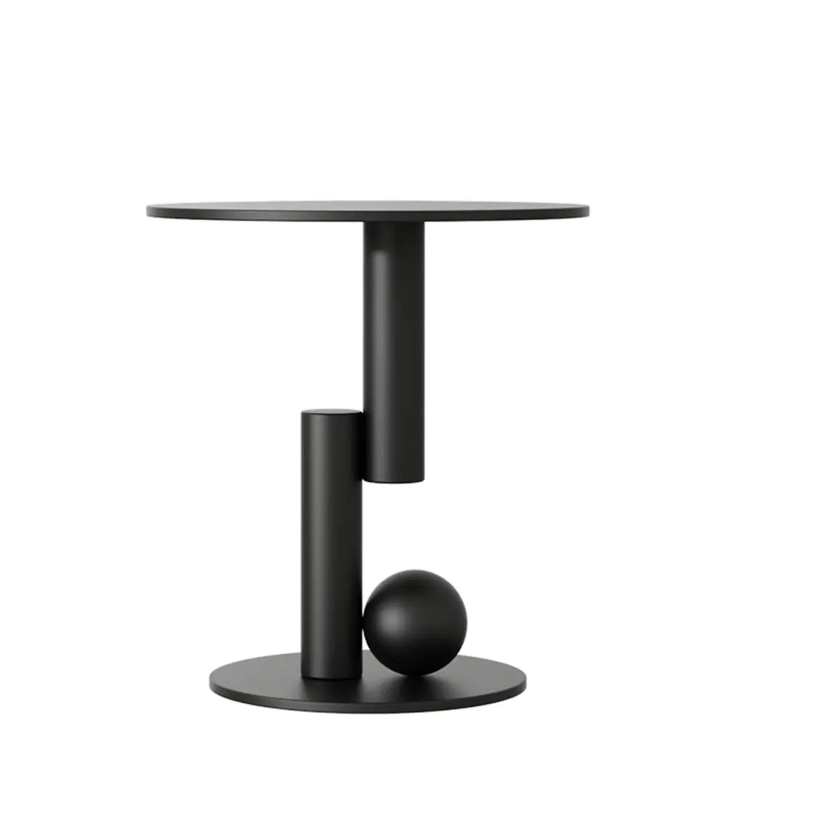 Contemporary Black Geometric Pedestal Metal Round Side Table Image - 2