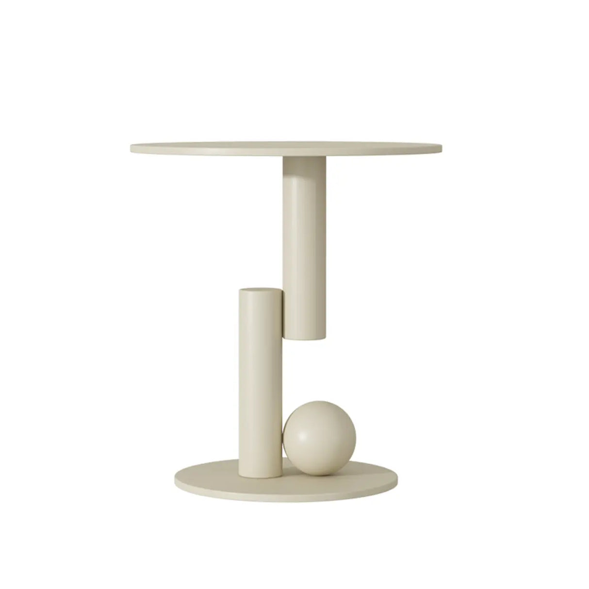 Contemporary Black Geometric Pedestal Metal Round Side Table Image - 3