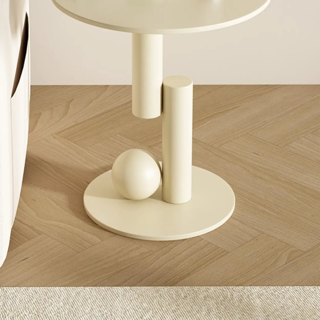 Contemporary Black Geometric Pedestal Metal Round Side Table Image - 8