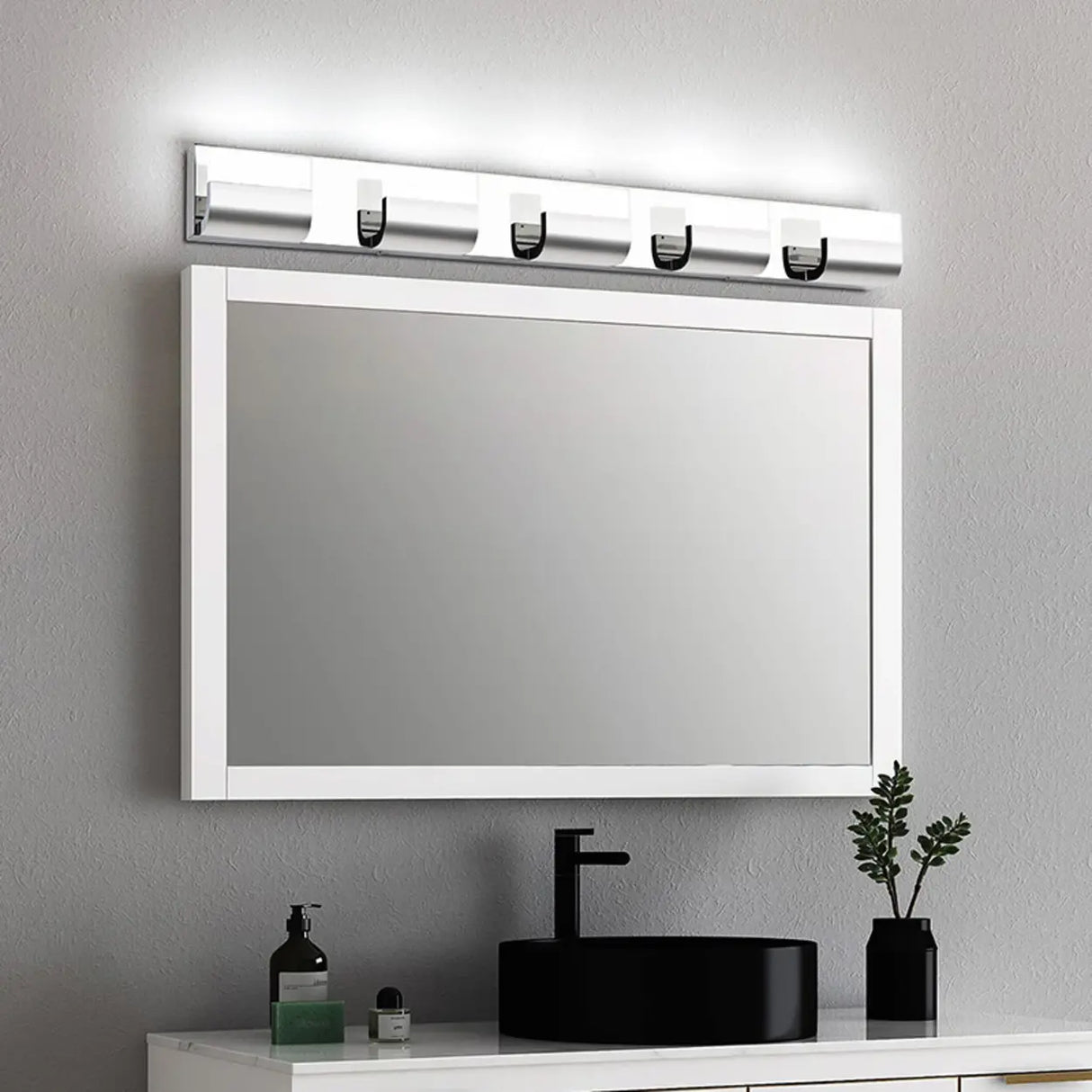 Contemporary Black LED Bathroom Vanity Light Fixture Image - 7