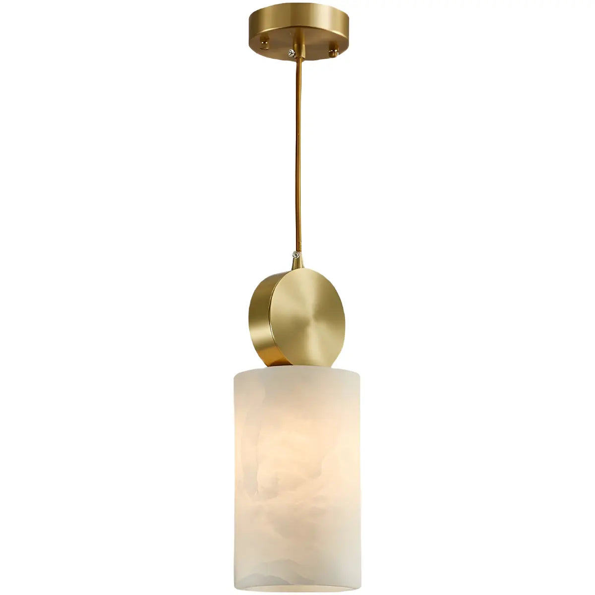 Contemporary Brass Alabaster Cube Bedroom Pendant Light Image - 5