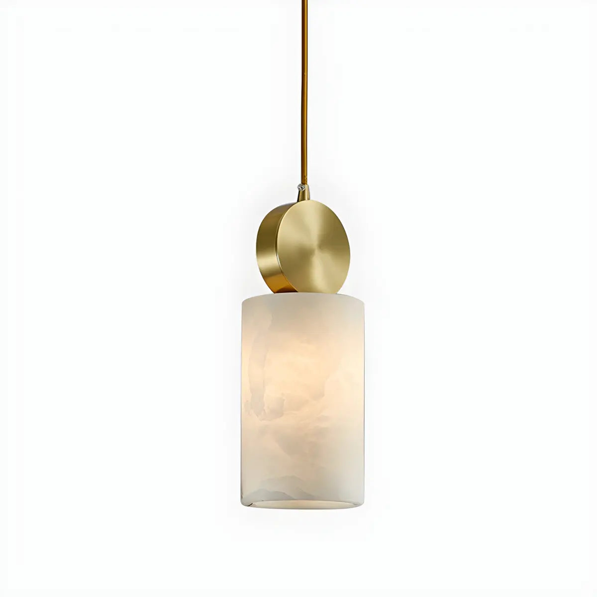 Contemporary Brass Alabaster Cube Bedroom Pendant Light Image - 6
