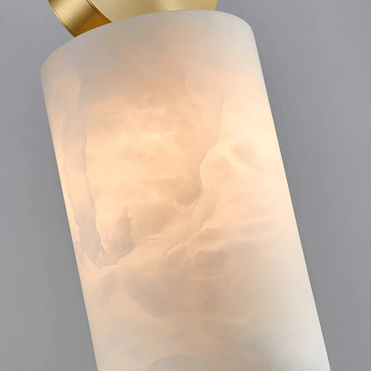 Contemporary Brass Alabaster Cube Bedroom Pendant Light Image - 8
