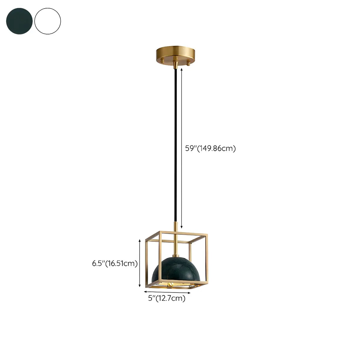 Contemporary Brass Cube Bowl Alabaster Bedroom Pendant Light