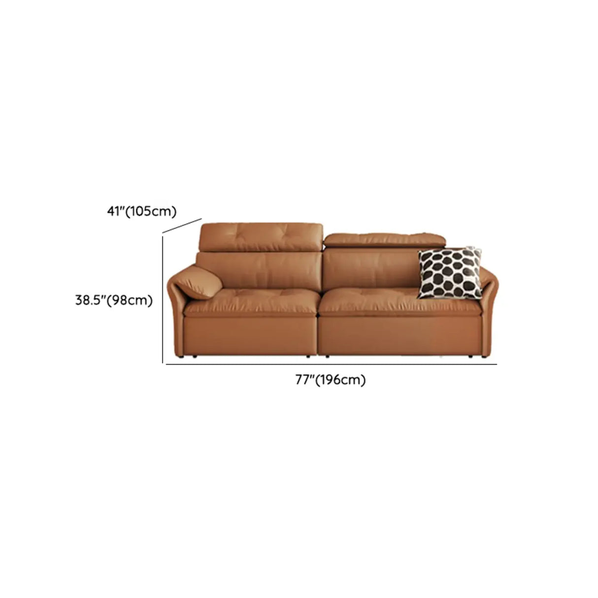Contemporary Brown Genuine Leather Extendable Sleeper Sofa Image - 11