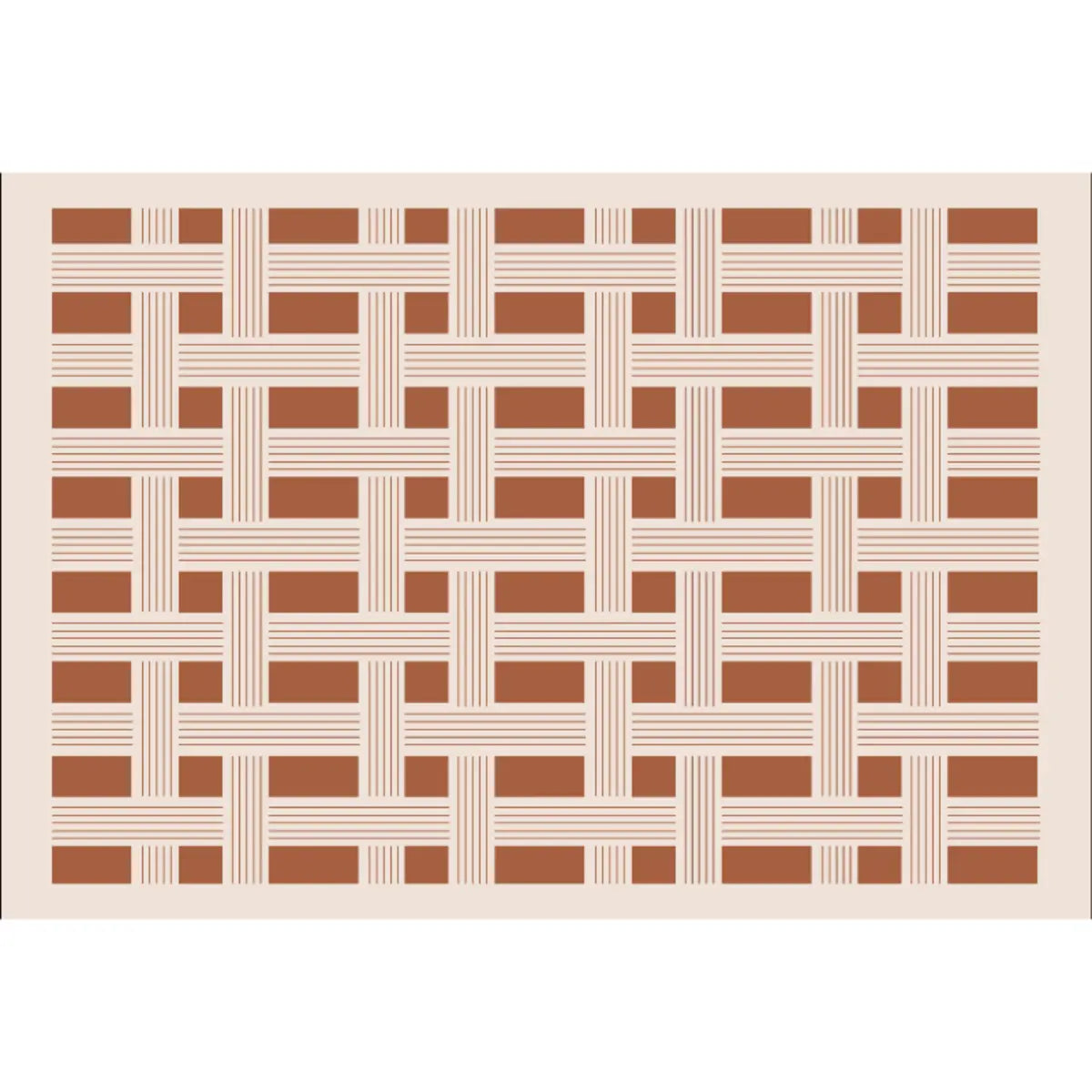 Contemporary Checkered Polypropylene Camel Area Rug Image - 3