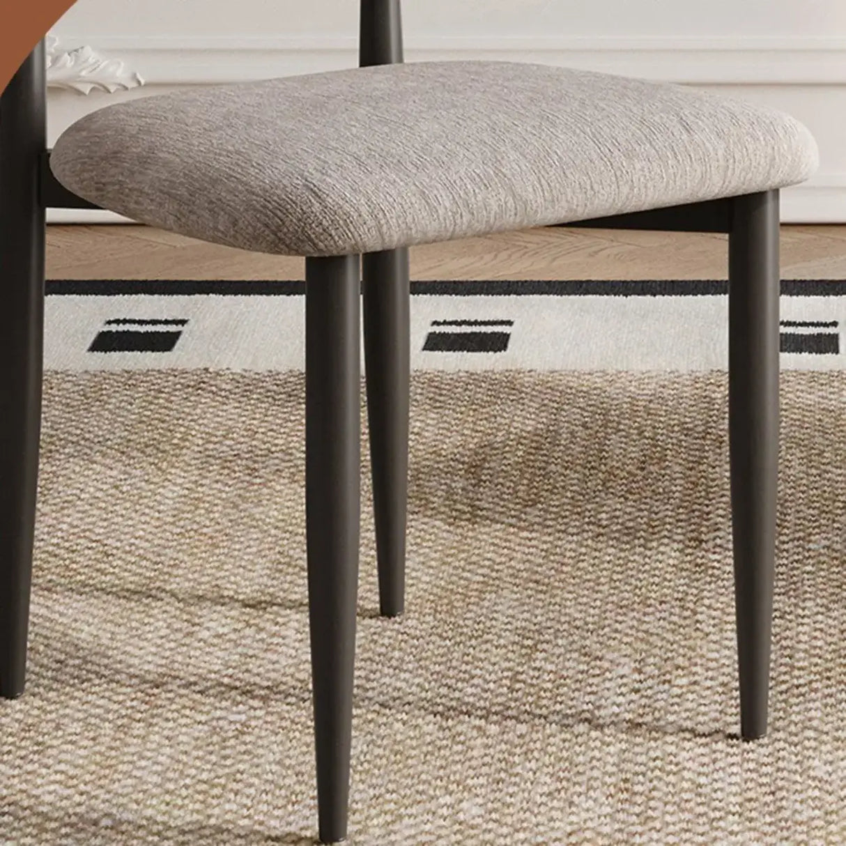 Contemporary Chenille Low Back Armless Dining Chair Set of 2 Image - 4