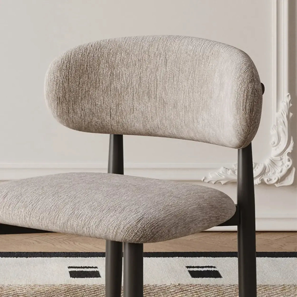 Contemporary Chenille Low Back Armless Dining Chair Set of 2 Image - 5