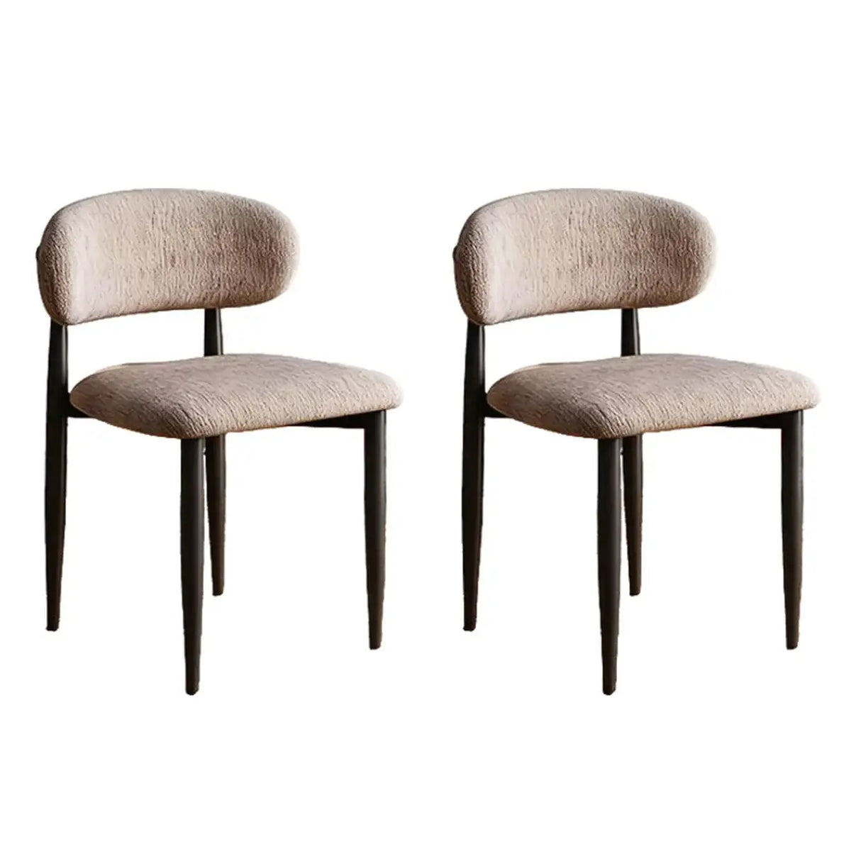 Contemporary Chenille Low Back Armless Dining Chair Set of 2 Image - 7