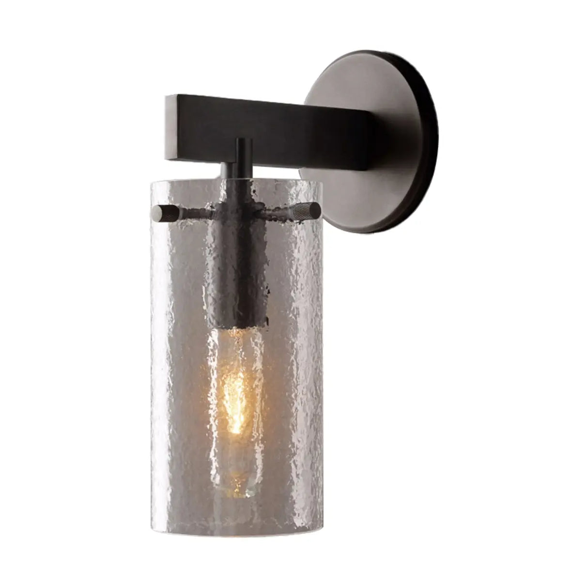 Contemporary Chrome Glass Cylinder Wall Sconce Image - 11