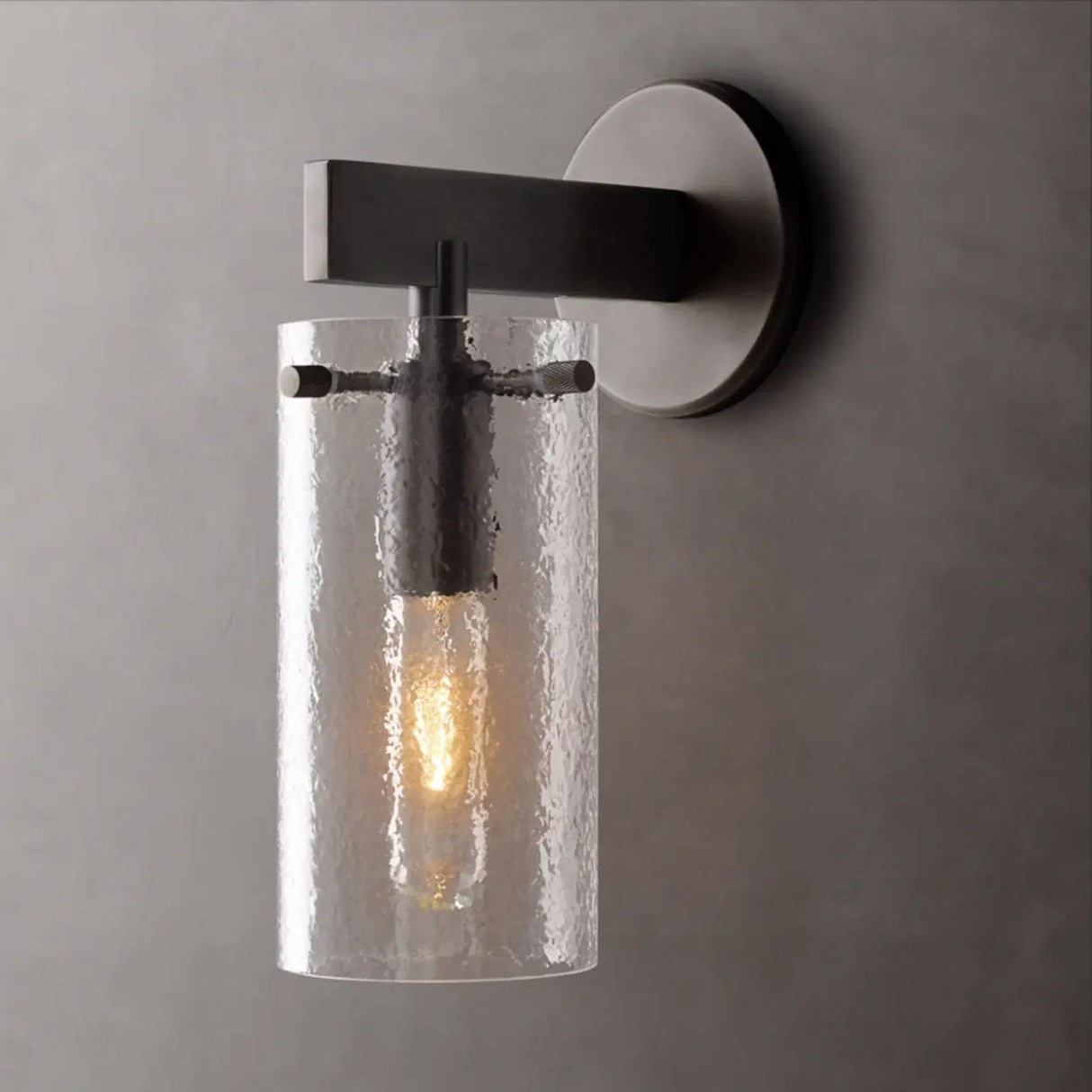 Contemporary Chrome Glass Cylinder Wall Sconce Image - 1