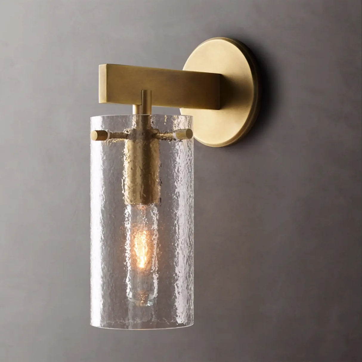 Contemporary Chrome Glass Cylinder Wall Sconce Image - 2