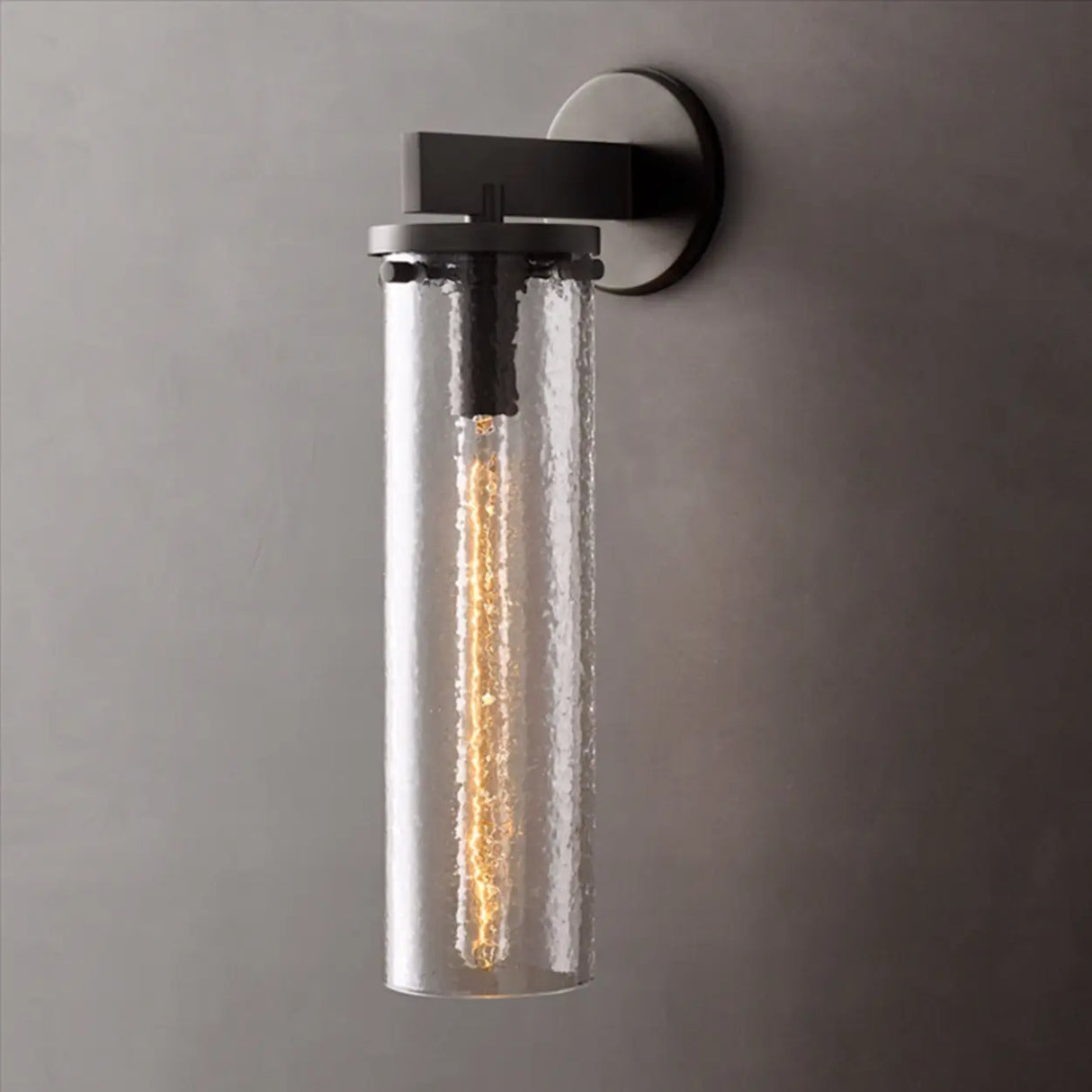Contemporary Chrome Glass Cylinder Wall Sconce Image - 4