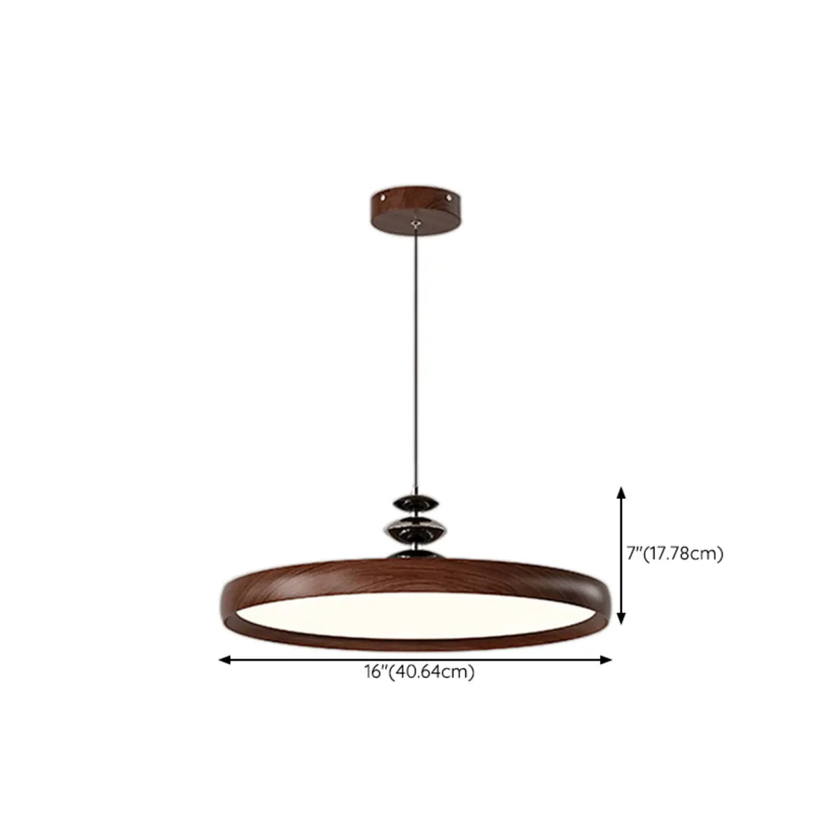 Contemporary Circle Acrylic Dining Room Walnut Pendant Light Image - 11