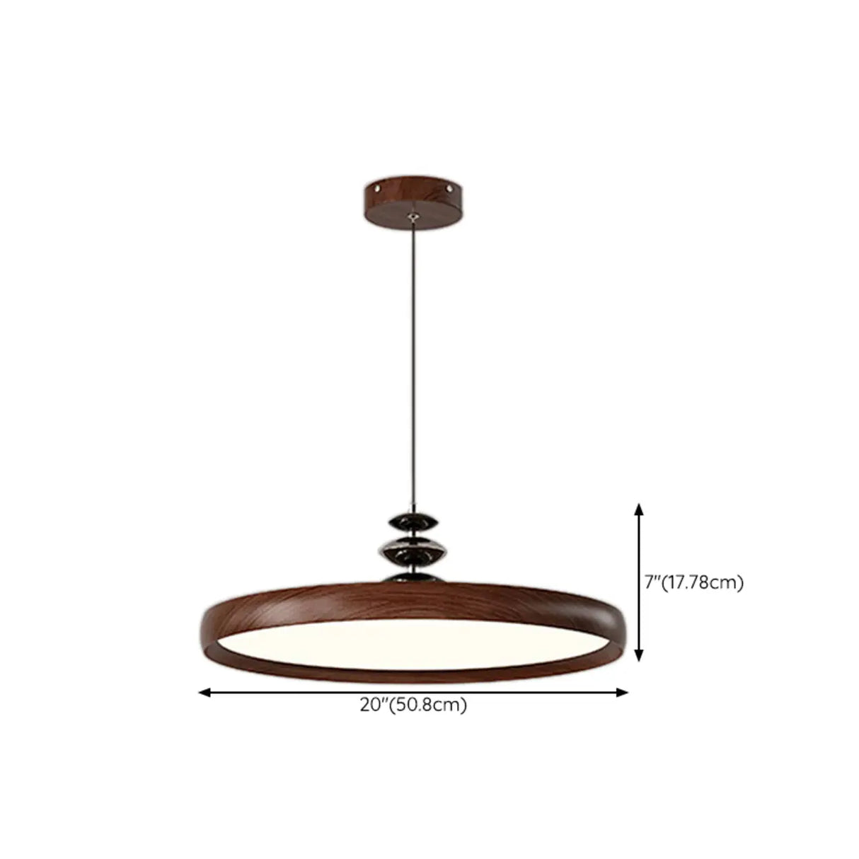 Contemporary Circle Acrylic Dining Room Walnut Pendant Light Image - 12