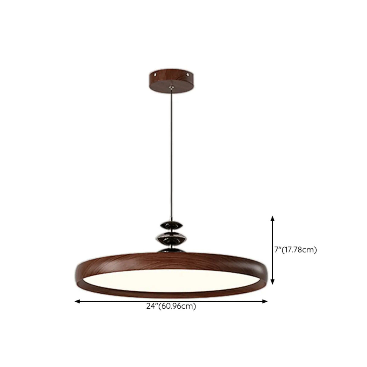 Contemporary Circle Acrylic Dining Room Walnut Pendant Light Image - 13