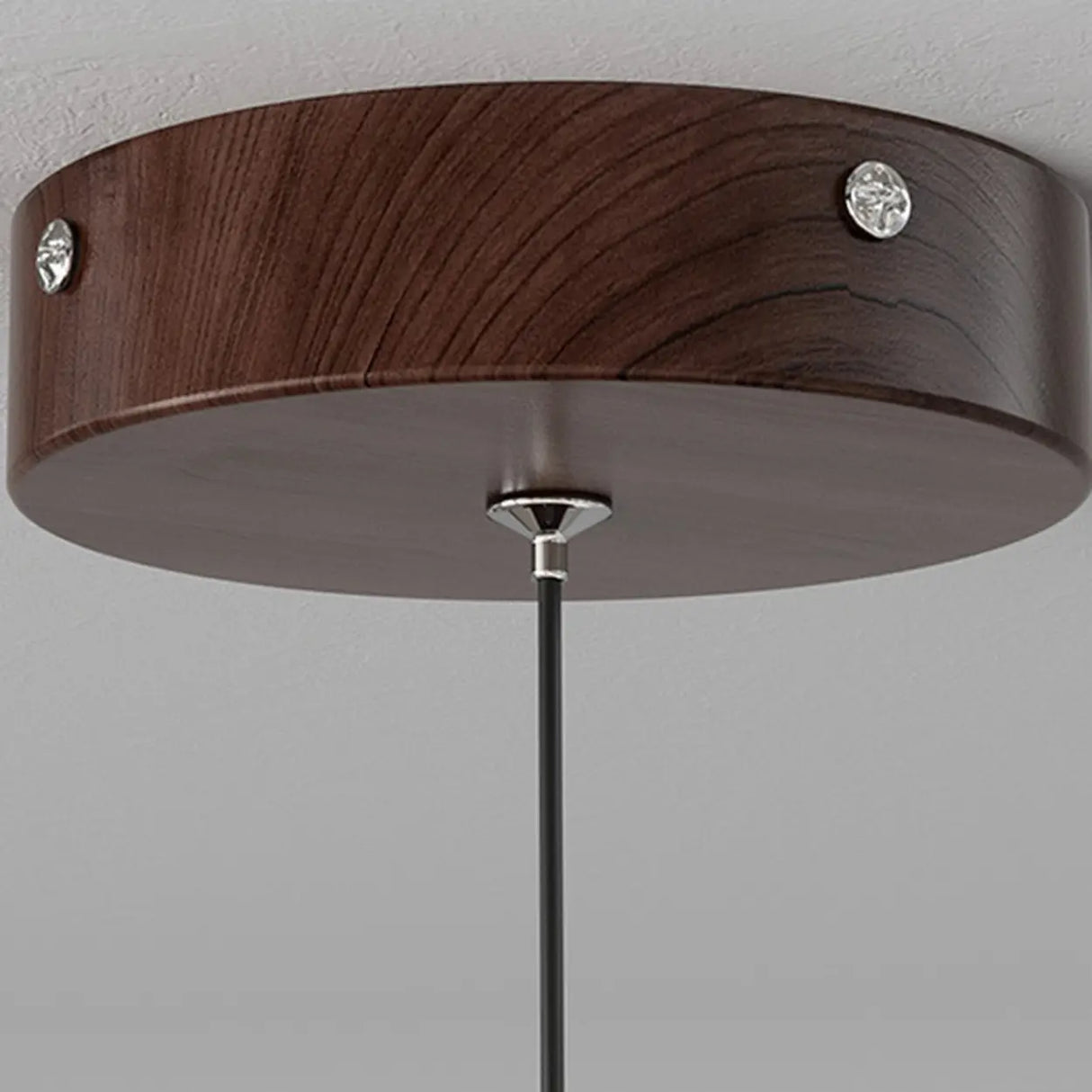 Contemporary Circle Acrylic Dining Room Walnut Pendant Light Image - 7
