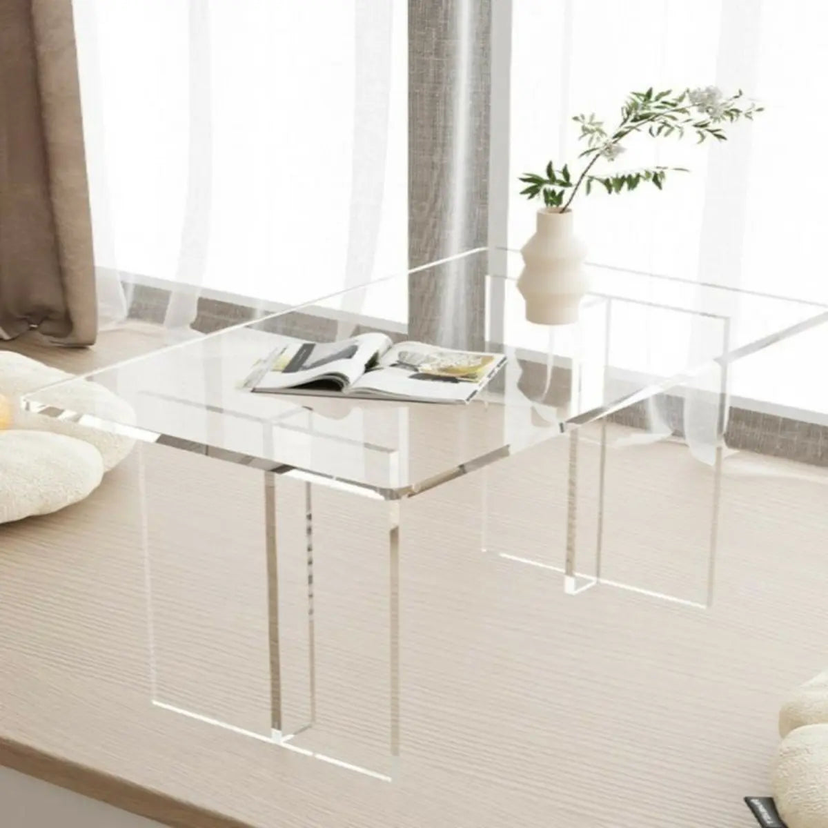 Contemporary Clear Acrylic Rectangular Coffee Table Image - 1