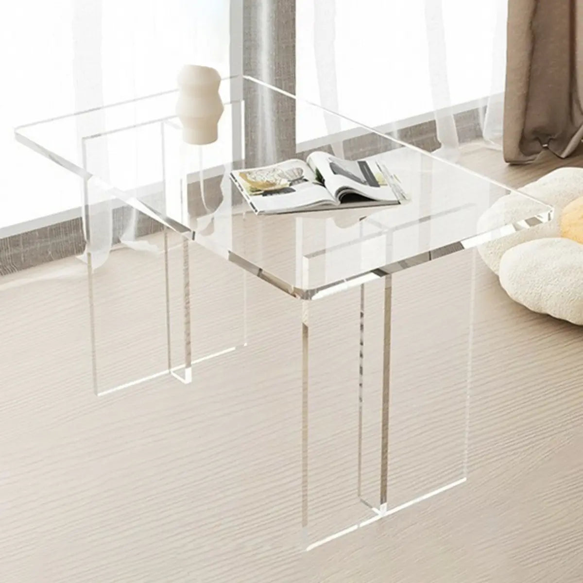 Contemporary Clear Acrylic Rectangular Coffee Table Image - 10