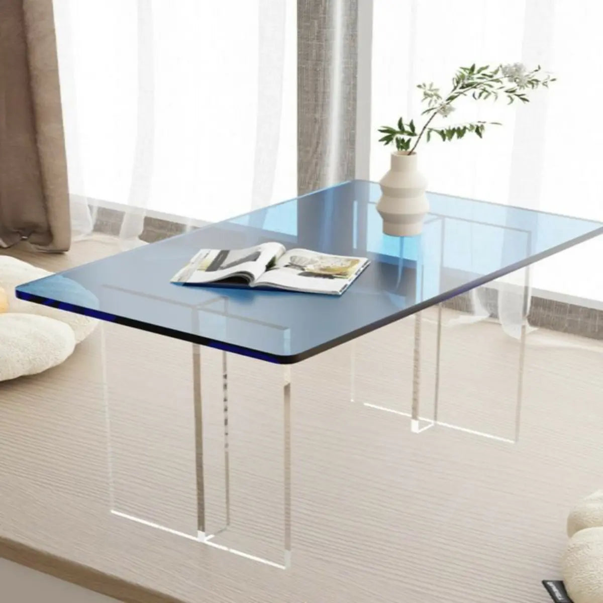 Contemporary Clear Acrylic Rectangular Coffee Table Image - 2