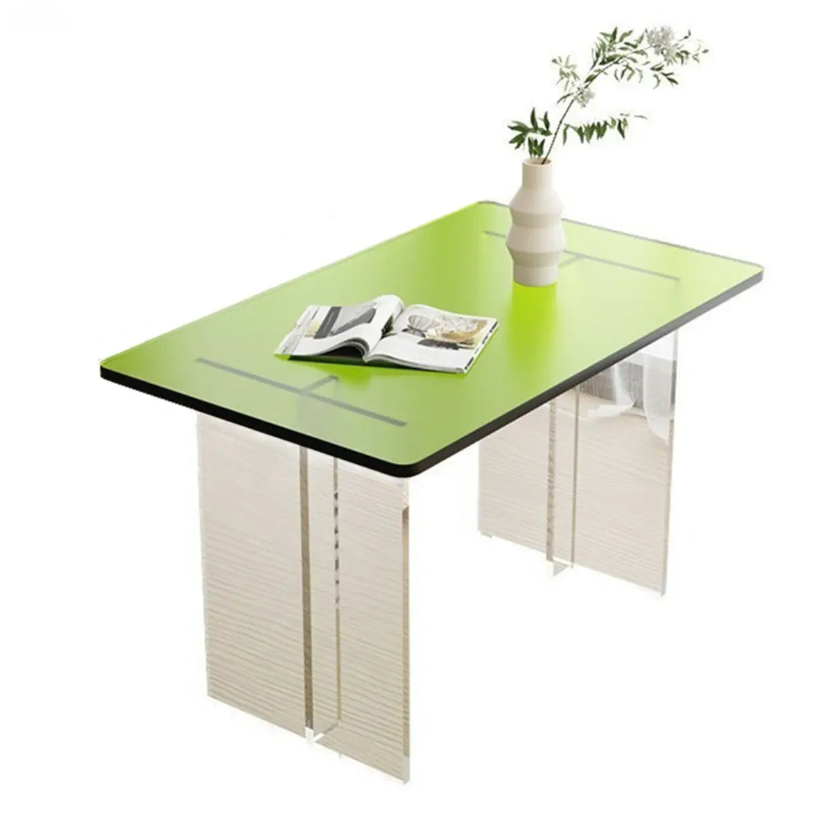 Contemporary Clear Acrylic Rectangular Coffee Table Image - 5