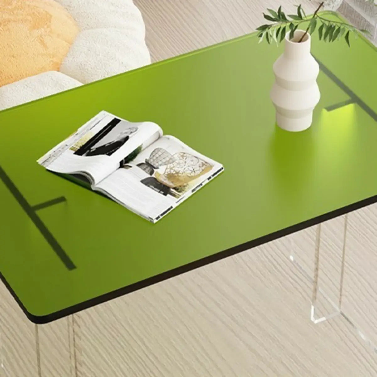 Contemporary Clear Acrylic Rectangular Coffee Table Image - 6