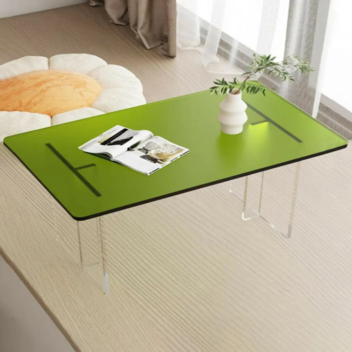 Contemporary Clear Acrylic Rectangular Coffee Table Image - 9