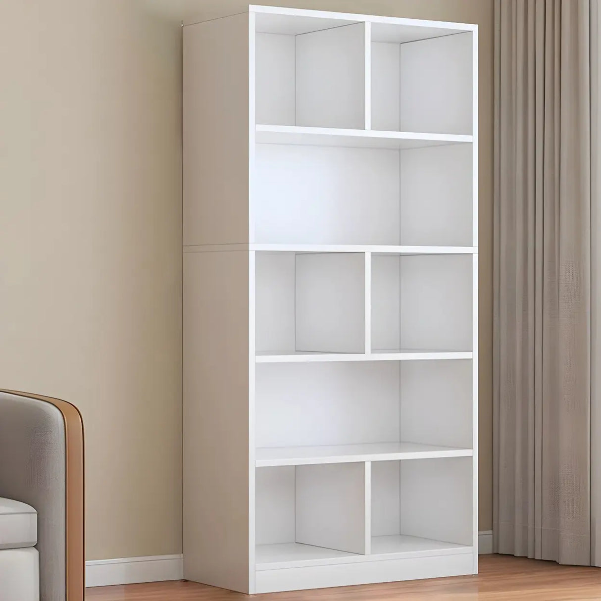Contemporary Closed Back Wooden Standard Bookcases Image - 2