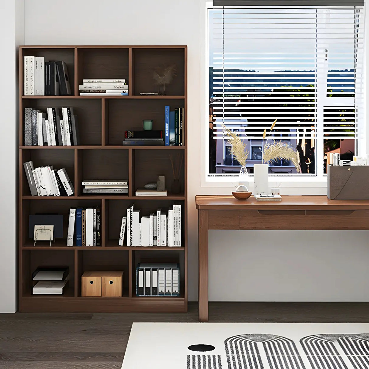 Contemporary Closed Back Wooden Standard Bookcases Image - 6