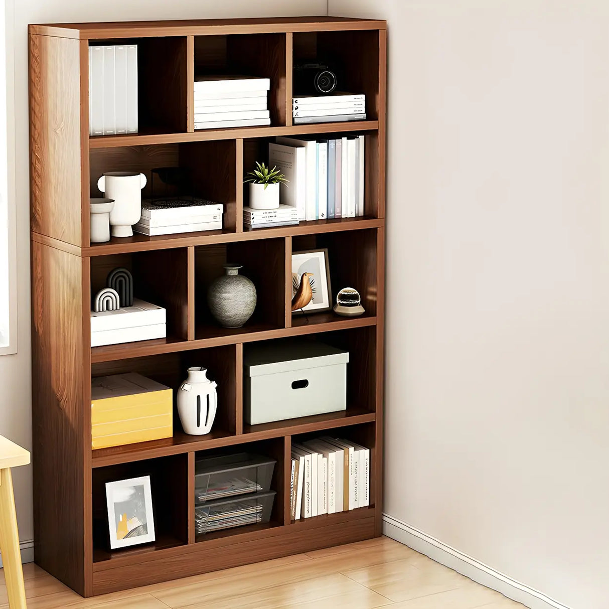 Contemporary Closed Back Wooden Standard Bookcases Image - 7