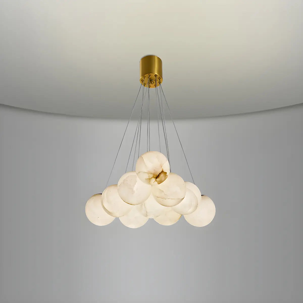 Contemporary Cluster Globe Alabaster White Chandelier Image - 8