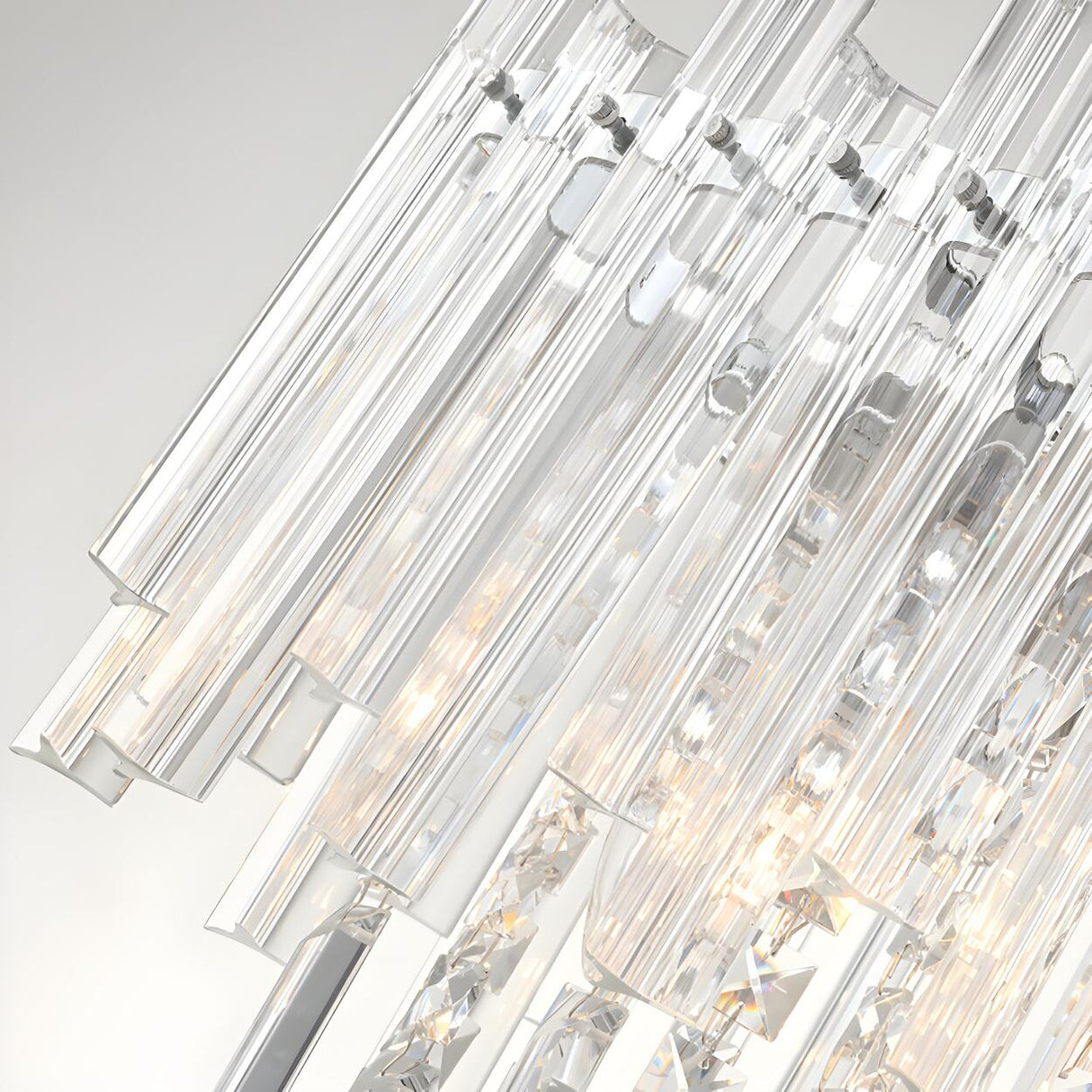 Contemporary Crystal Clear Prism Drum Pendant Chandelier Image - 6