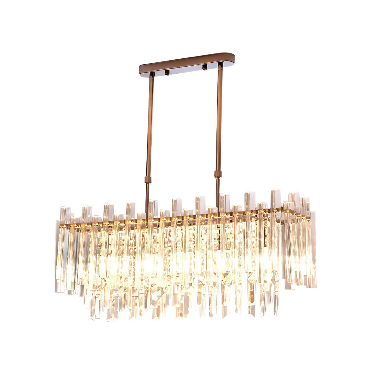 Contemporary Crystal Clear Prism Drum Pendant Chandelier Image - 7